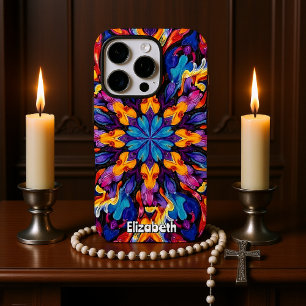 Coque iPhone 16 Pro Mandala Abstrait kaléidoscopique avec couleur