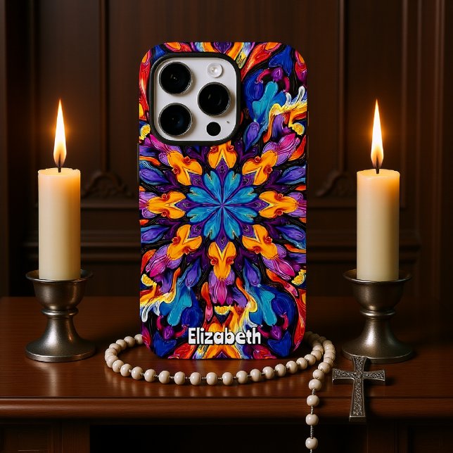 Coques Case-Mate iPhone Mandala Abstrait kaléidoscopique avec couleur (Créateur téléchargé)