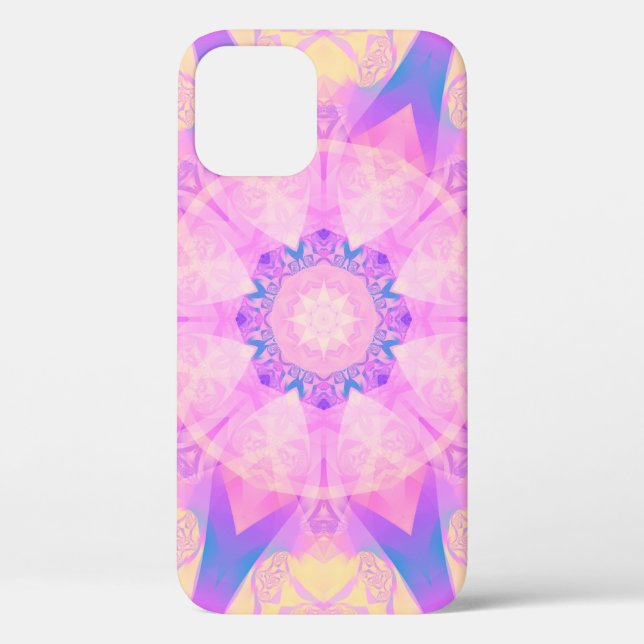 Coques Case-Mate iPhone Mandala abstrait rétro numérique. Fleur brillante. (Verso)