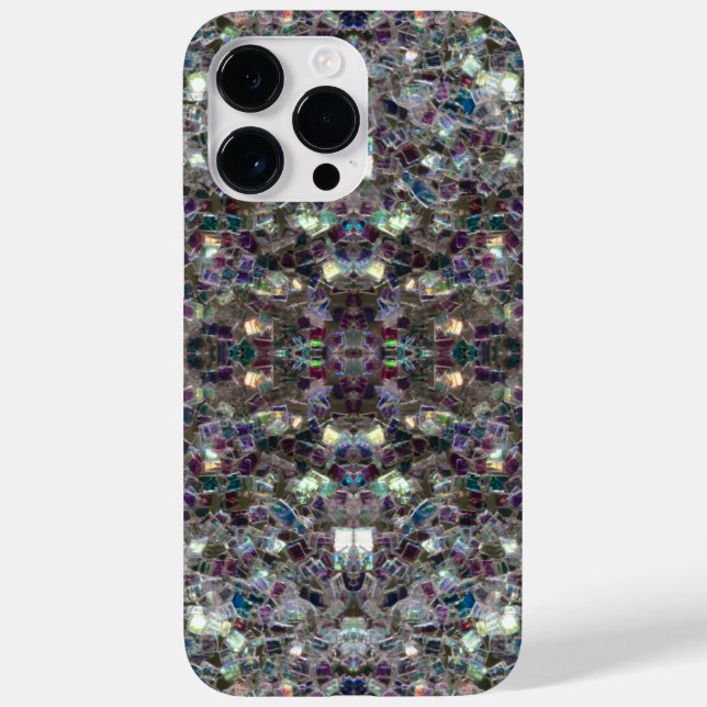 Coques Case-Mate iPhone Mandala abstraite en mosaïque argentée scintillant (Verso)