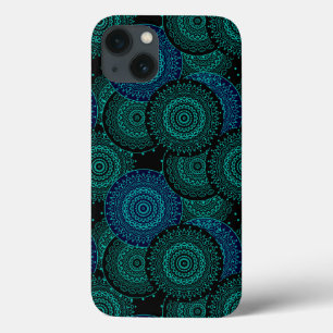 Case-Mate iPhone Case Mandala bleu turquoise ronde sur arrière - plan no