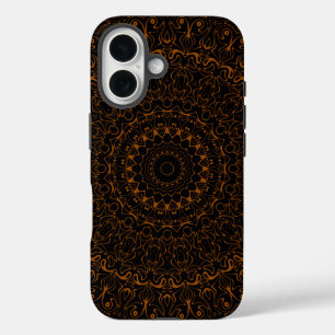 Coque Pour iPhone 16 Mandala Brun Rustique au Charme Occidental