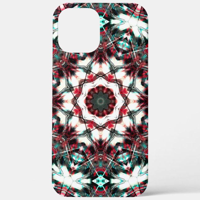 Coques Case-Mate iPhone Mandala cyan rouge à gris simulant des pièces acry (Verso)
