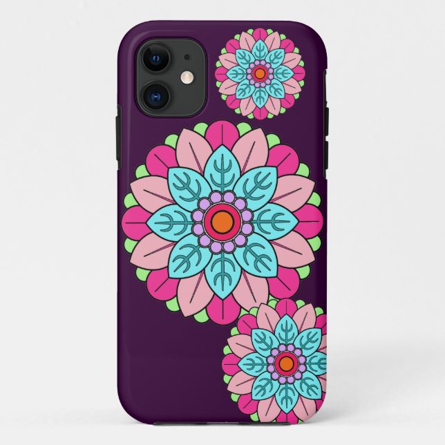 Coques Case-Mate iPhone Mandala de fleur (Dos)