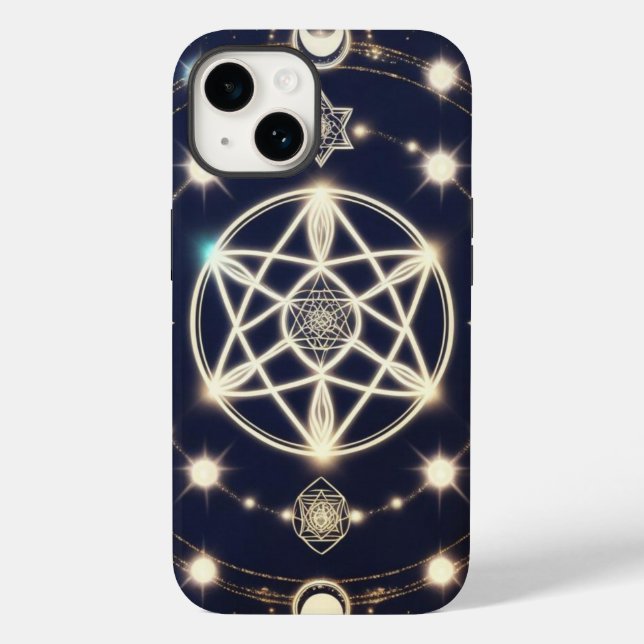 Coques Case-Mate iPhone Mandala du cycle lunaire céleste – Géométrie sacré (Verso)