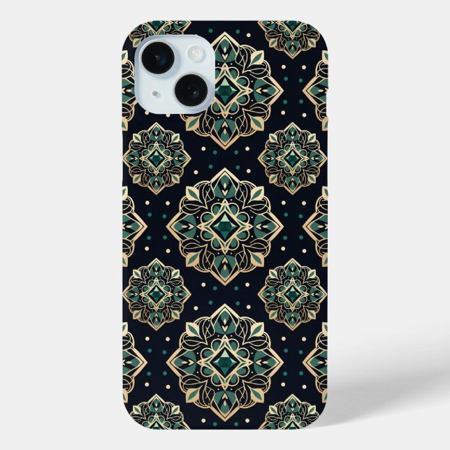 Coques Case-Mate iPhone Mandala émeraude dorée (Verso)