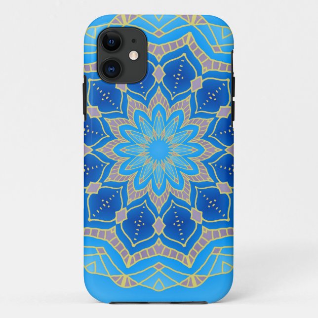 Coques Case-Mate iPhone Mandala en bleu électrique et turquoise (Dos)
