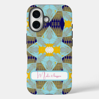 Coque Pour iPhone 16 Mandala feuille d'or turquoise de luxe