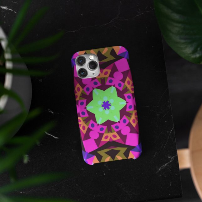 Coques Case-Mate iPhone Mandala Flower rose orange et vert (Créateur téléchargé)