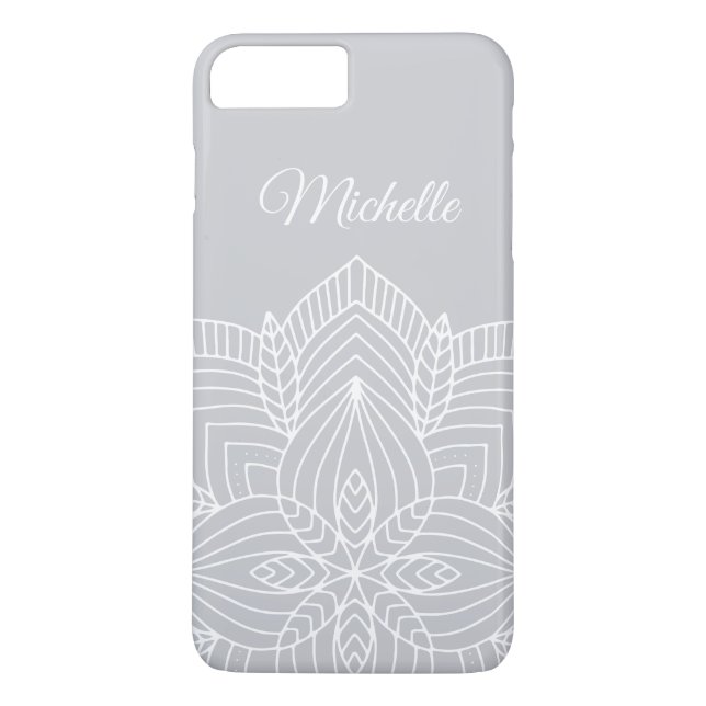 Coques Case-Mate iPhone Mandala gris et blanc personnalisé (Dos)