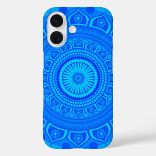 Coque Pour iPhone 16 Mandala indien bleu