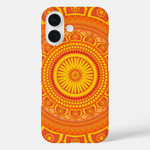 Coque Pour iPhone 16 mandala indien Orange
