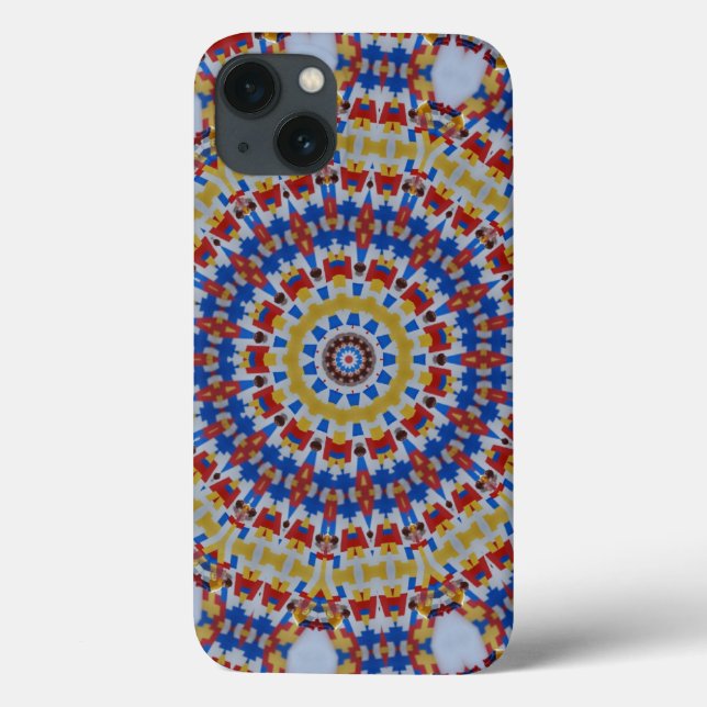 Coques Case-Mate iPhone Mandala jaune bleu (Verso)