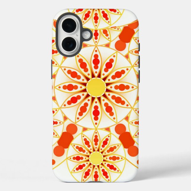 Coques Case-Mate iPhone Mandala motif, rouge brique, rouille, or (Verso)