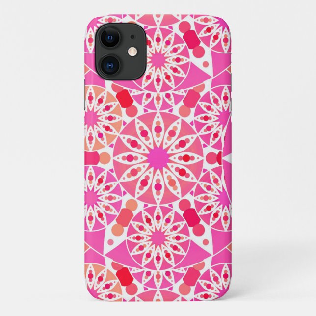 Coques Case-Mate iPhone Mandala motif, tons rose et corail (Dos)
