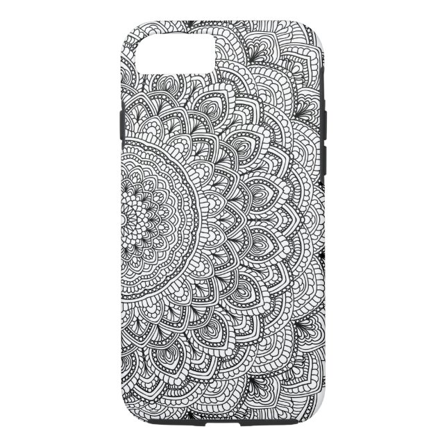 Coques Case-Mate iPhone Mandala noir et blanc (Dos)