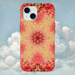 Coque Case-Mate iPhone Mandala numérique jaune, rose et rouge