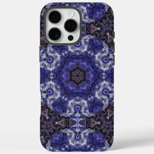 Coque iPhone 16 Pro Max Mandala Tourbillon Indigo Profond avec Motifs Flui