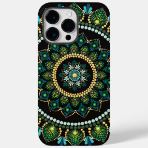 Coque Case-Mate iPhone Mandala vert   Peint main   Géométrie sacrée