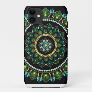 Case-Mate iPhone Case Mandala vert Peint main Géométrie sacrée