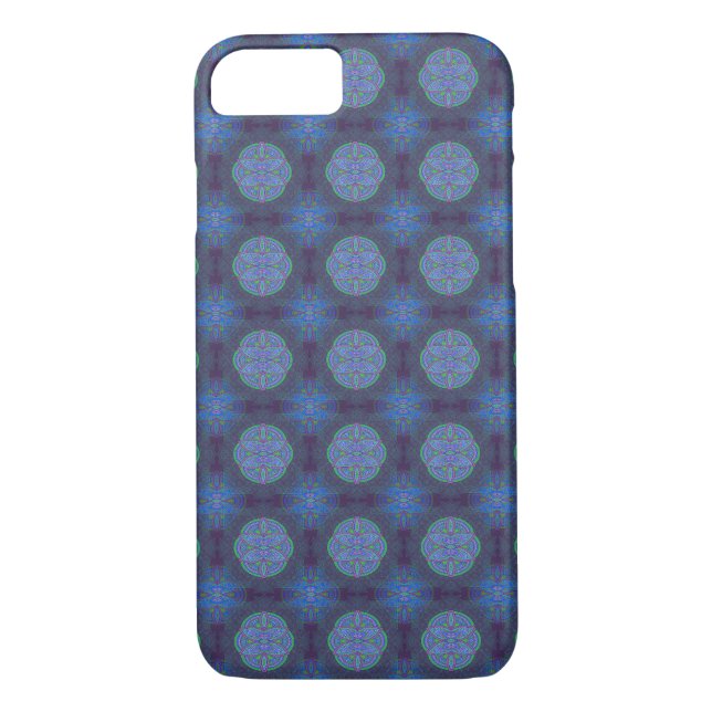 Coques Case-Mate iPhone Mandalas sur la conception de répétition bleu mari (Dos)