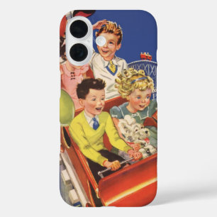 Coque Pour iPhone 16 Manège de montagnes russes pour enfants avec chien