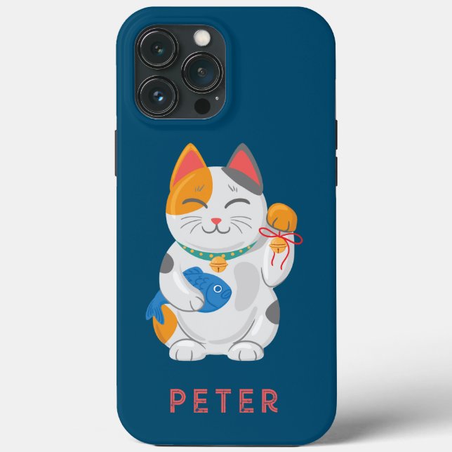 Coques Case-Mate iPhone Maneki Neko White Chat, symbole de bonne chance (Verso)