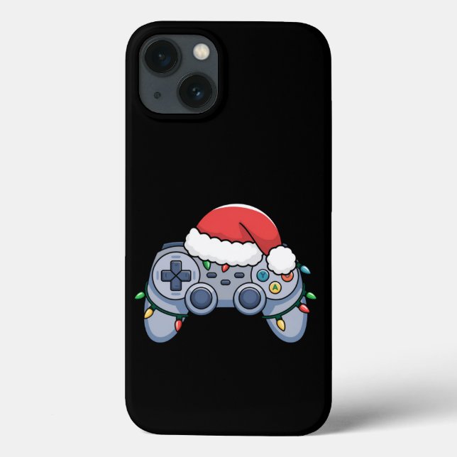 Coques Case-Mate iPhone Manette de jeu vidéo chapeau de Noël Santa Gamer (Verso)