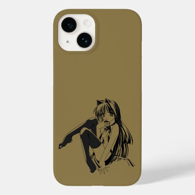 Coques Case-Mate iPhone Manga, Chat fille aux oreilles de chat Furry Kawai (Verso)