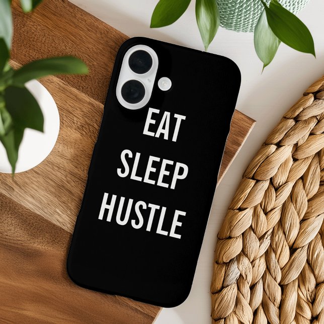 Coques Case-Mate iPhone Mange Sleep Hustle | Typographie noir et blanc (Créateur téléchargé)