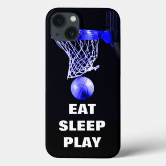 Etui iPhone 13 Mange Sommeil Jouer Basket Bleu Noir