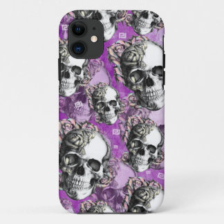 Coque Case-Mate Pour iPhone Mangeur pourpre de personnes. Crâne et roses je
