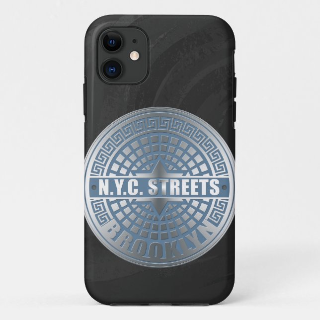 Coques Case-Mate iPhone Manhole Cover Brooklyn Blue (Dos)