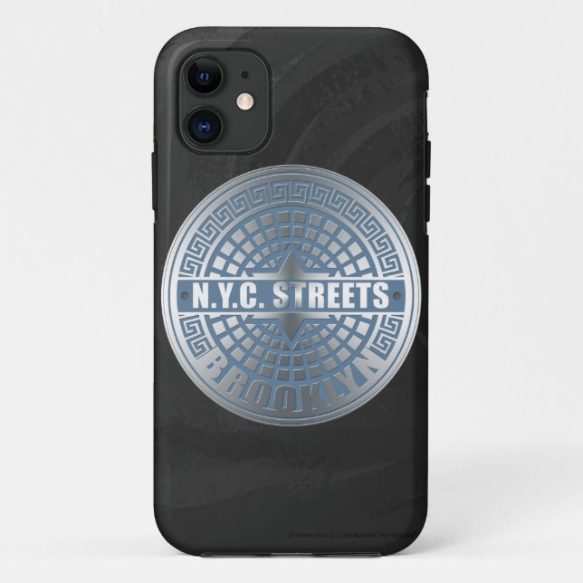 Coques Case-Mate iPhone Manhole Cover Brooklyn Blue (Dos)