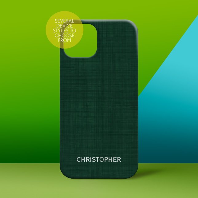 Coques Case-Mate iPhone Manly Linen Look avec vert - nom personnalisé (Personalized Phone Case - subtle name)