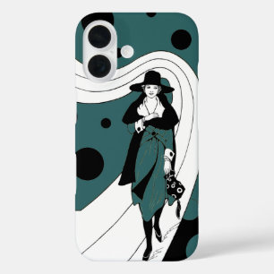 Coques iPhone 16 Mannequin de mode rétro, mode Art déco vintage