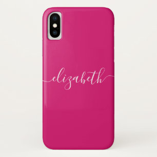 Case-Mate iPhone Case Manuscrit chic élégant moderne blanc rose magenta