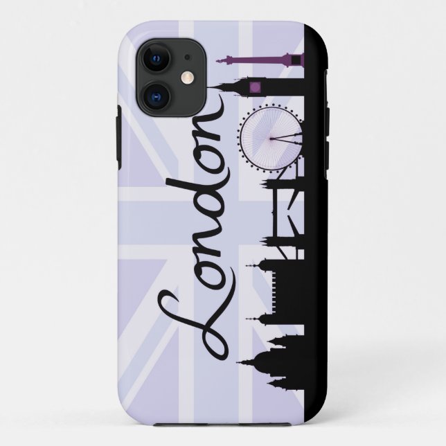 Coques Case-Mate iPhone Manuscrit de Londres sur le ciel d'Union Jack et (Dos)
