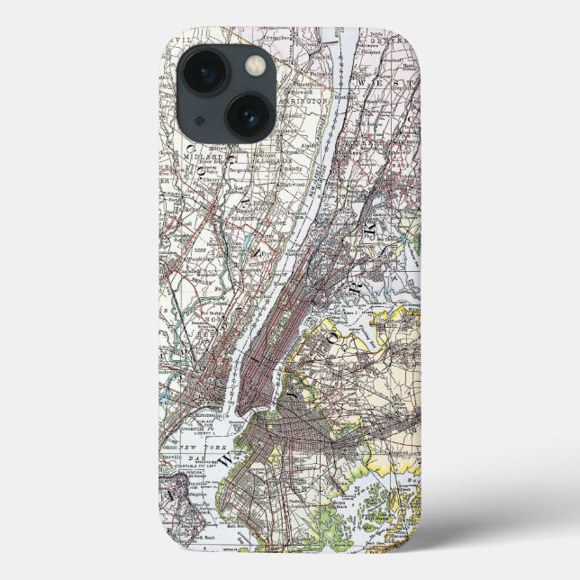 Coques Case-Mate iPhone Map: New York Area, 1906 (Verso)
