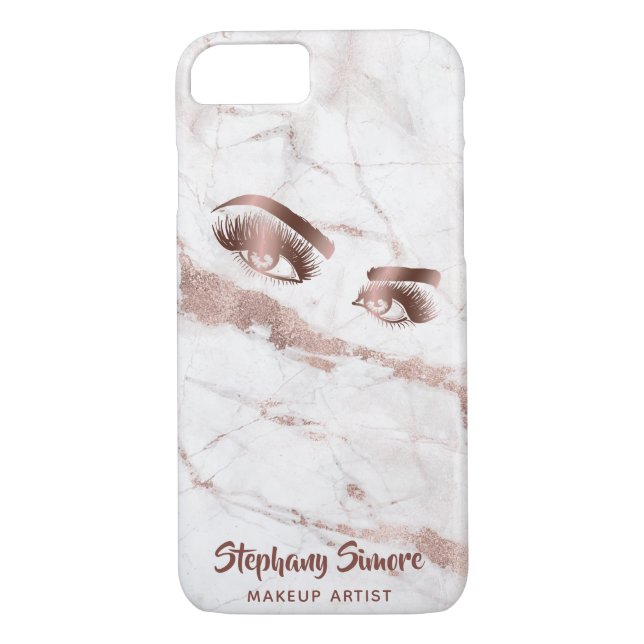 Coques Case-Mate iPhone Maquillage Eyelash Beauté Rose Gold Marbre Lashes (Dos)