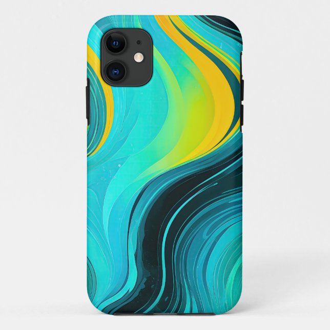 Coques Case-Mate iPhone "Marbella" Blue Yellow Swirls Waves (Dos)