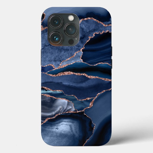 Coques Case-Mate iPhone Marble tendance Marine Blue Agate Geode (Verso)