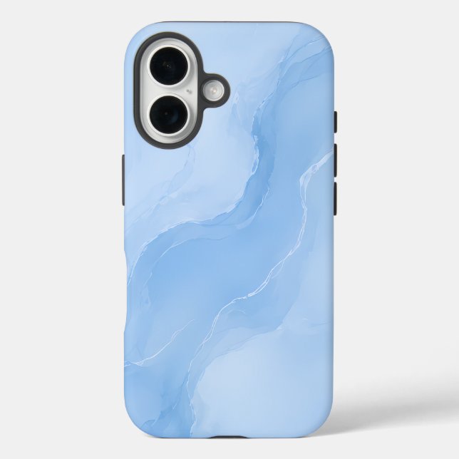 Coques Case-Mate iPhone Marbre Abstrait Motif Bleu Clair (Verso)
