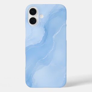 Coque Pour iPhone 16 Plus Marbre Abstrait Motif Bleu Clair