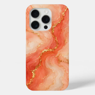 Coque Case-Mate iPhone Marbre Abstrait Rivière Or Corail