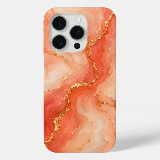 Coques Case-Mate iPhone Marbre Abstrait Rivière Or Corail (Verso)
