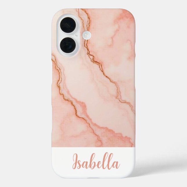 Coques Case-Mate iPhone Marbre Abstrait Rose Personnalisé Élégant (Verso)