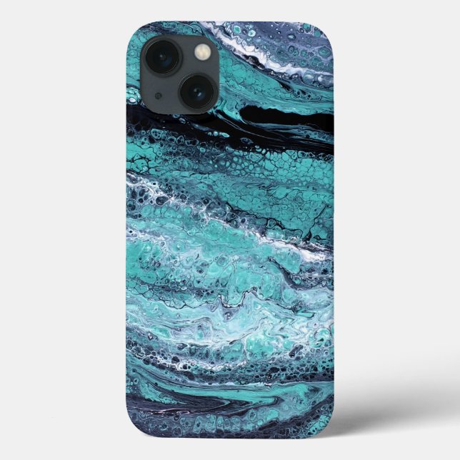 Coques Case-Mate iPhone Marbre Abstrait Turquoise & Noir (Verso)