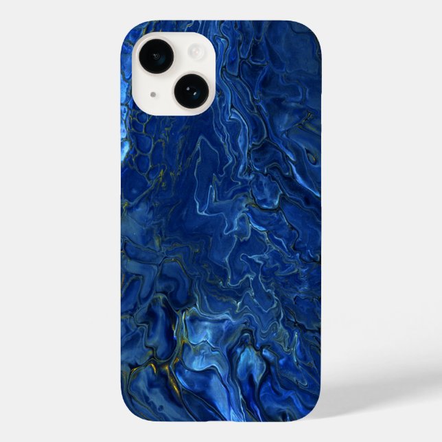 Coques Case-Mate iPhone Marbre acrylique bleu marine et marbre d'or Faux (Verso)