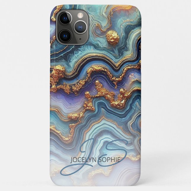 Coques Case-Mate iPhone Marbre Art Déco Bleu Sarcelle Foncé Violet Or (Dos)
